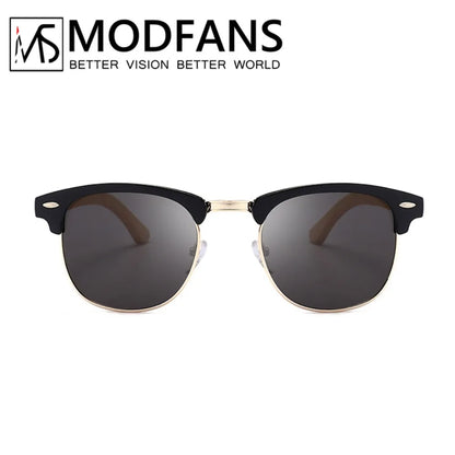 Wood Sunglasses Polarized Lens Fashion Brand Design Shades Glasses - Bamboo with Metal Frame Goggles for Male