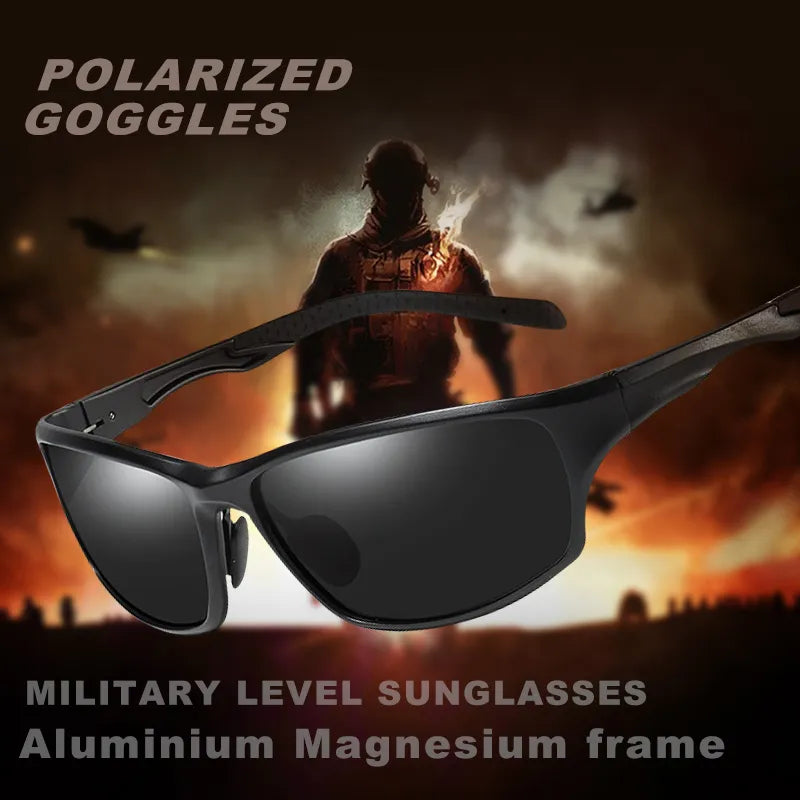 Military Style Polarized Sunglasses for Men Aluminum Magnesium Frame UV400