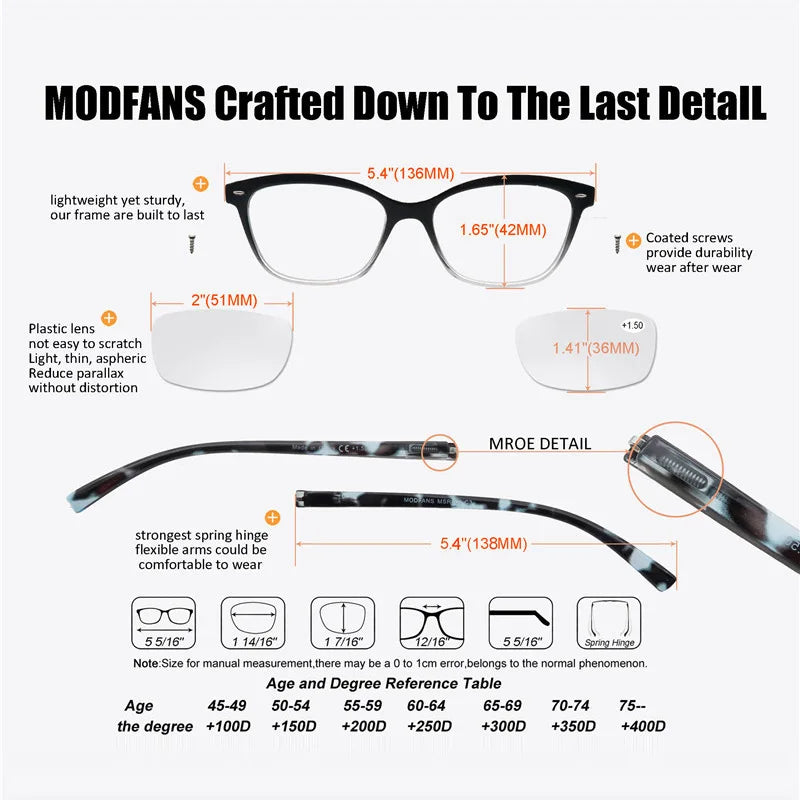 Reading Glasses Classic Round Stylish Frame Readers Eyeglasses Spring Hinge Presbyopia Glasses