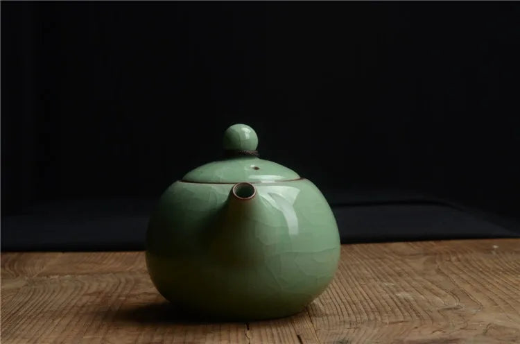 Longan celadon, small teapot, ice crack glaze, ceramic