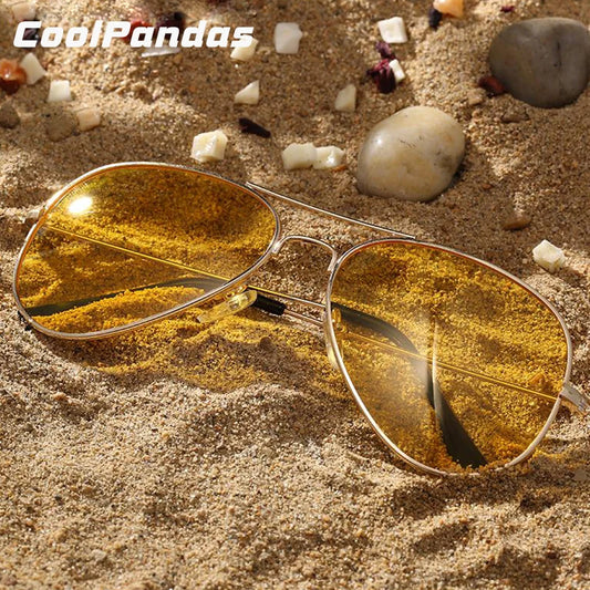 Pilot Aviation Yellow Night Vision Polarized Sunglasses UV400 Driving Glasses for Men Women