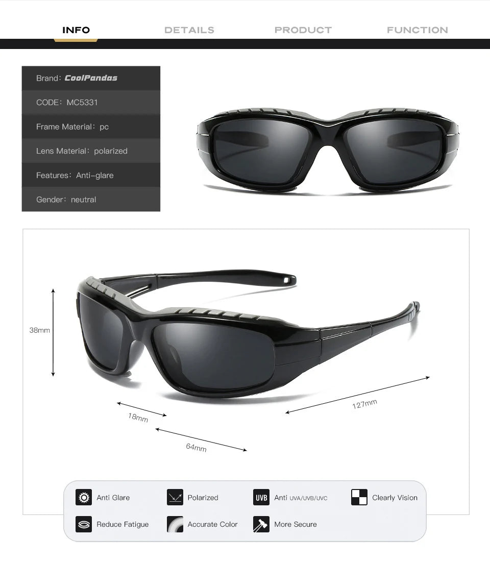 Windproof Polarized Sports Sunglasses UV400 Anti-Glare Outdoor Driving Glasses for Men