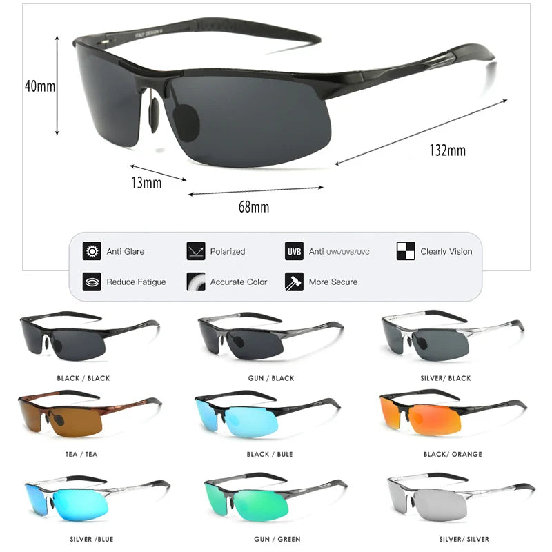 Aluminum Magnesium Polarized Sunglasses for Men Military Driving HD Goggles