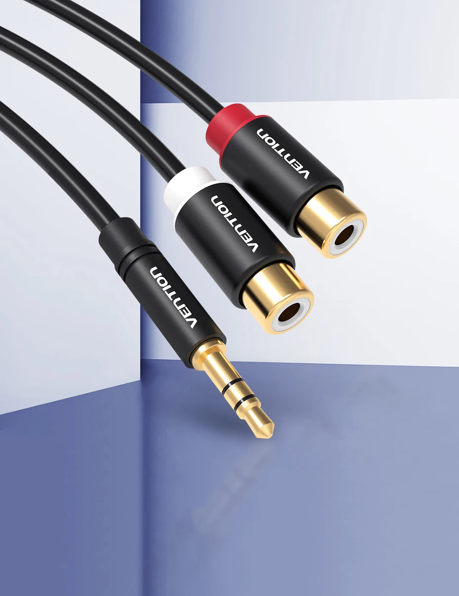 3.5mm Male to 2RCA Female AUX Cable RCA Jack Splitter Audio Y Cable for iPhone Computer Speaker Stereo 3.5 Cable RCA