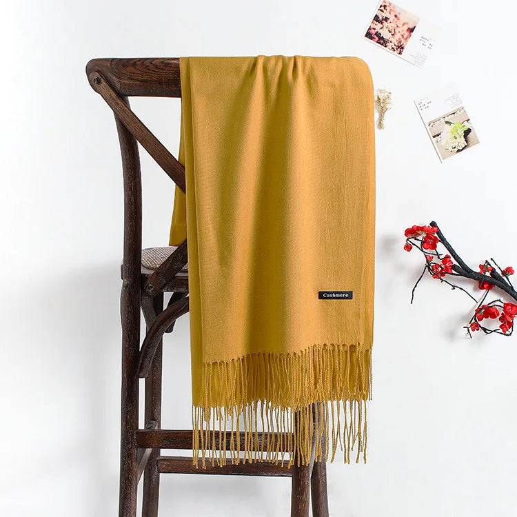 solid color soft scarf cashmere lady shawl wrap Autumn winter pashmina hijab headband