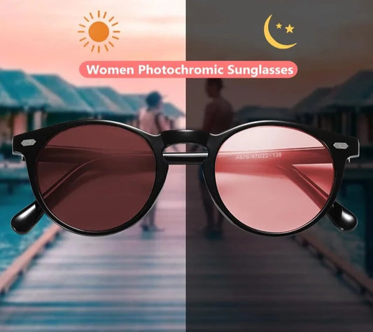 Photochromic Women Sunglasses Polarized Candy Tinted Lens Vintage Sun Glasses