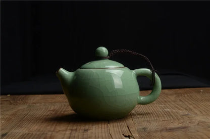 Longan celadon, small teapot, ice crack glaze, ceramic