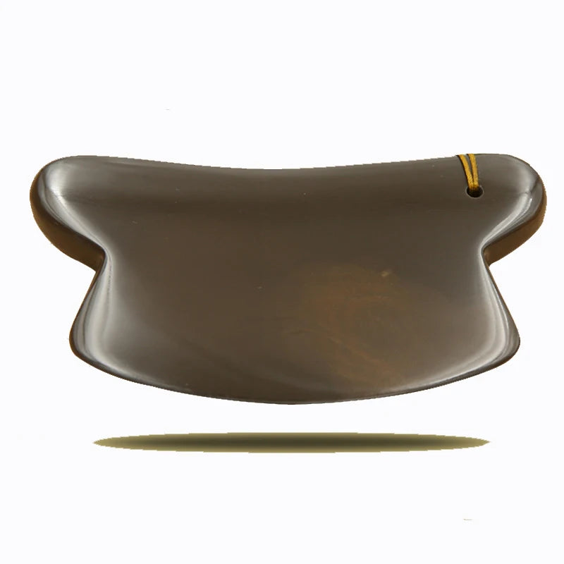 5A grade SiBin brown color Bian stone massage guasha kit beauty face plate with 2 fork gift bag chart