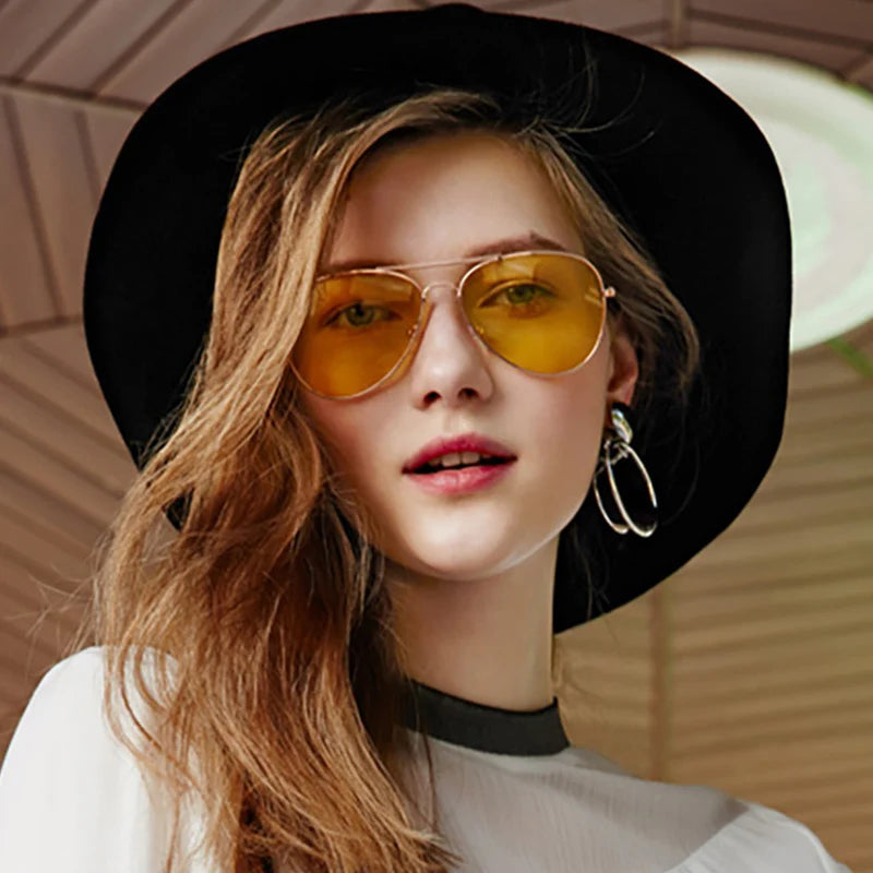 Pilot Aviation Yellow Night Vision Polarized Sunglasses UV400 Driving Glasses for Men Women