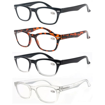 Reading Glasses for Men Sun Readers Comfort Spring Hinge Square Frame Readers for Women Tortoise Black +1.0+1.5+2.0+2.5+3.0+1.75