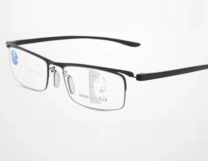 Multifocal Reading Glasses Men Alloy TR90 Presbyopic Eyeglasses Man Reader High Quality Rectangle Glass +1+1.5+2+2.5+3+3.5