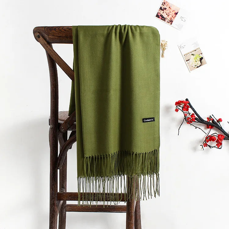 solid color soft scarf cashmere lady shawl wrap Autumn winter pashmina hijab headband