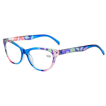 Elegant Lady Reading Glasses Women Floral Cat Eye Presbyopia Eyeglasses for Reader Diopters +1 1.5 2 2.5 3.0 3.5 4