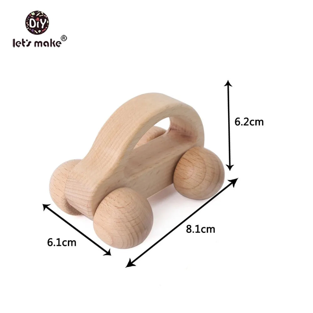 Let's Make Beech Wooden Animals 1pc Dogs Car Cartoon Elephants Montessori Toys For Children Teething Nursing Baby Teethers