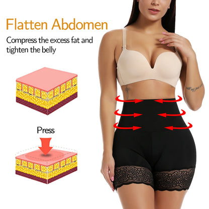 Women Body Shaper High Waist Safety Shorts Lace Knickers Tummy Control Panties Slimming Underwear Shaping Boyshorts Shapewear