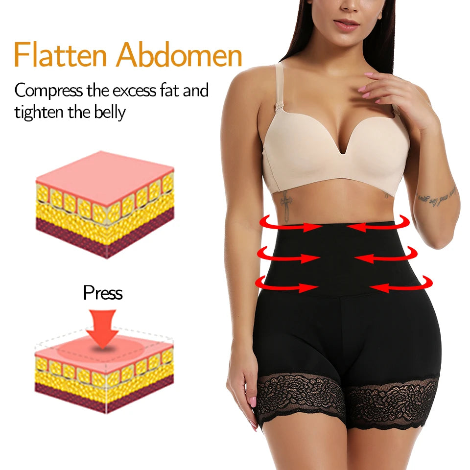 Women Body Shaper High Waist Shorts Lace Knickers Tummy Control Panties Slimming Underwear Shaping Boyshorts Shapewear