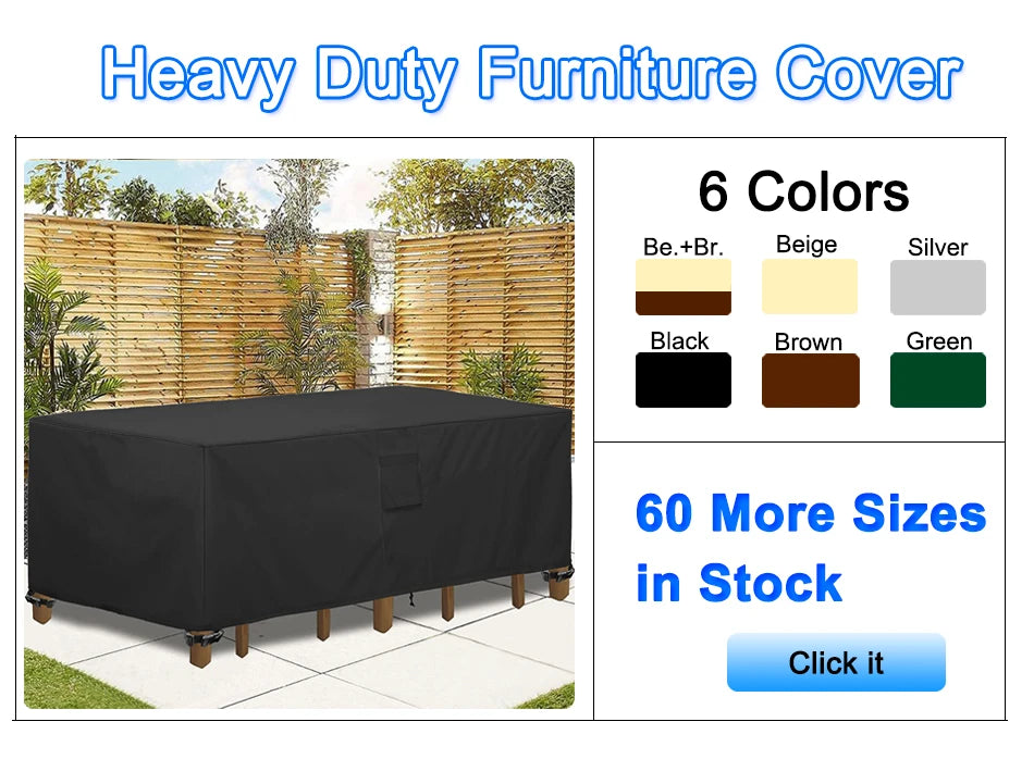Heavy Duty Waterproof Patio Furniture Cover 420D Outdoor Dining Table Chair Rain Snow UV Protector
