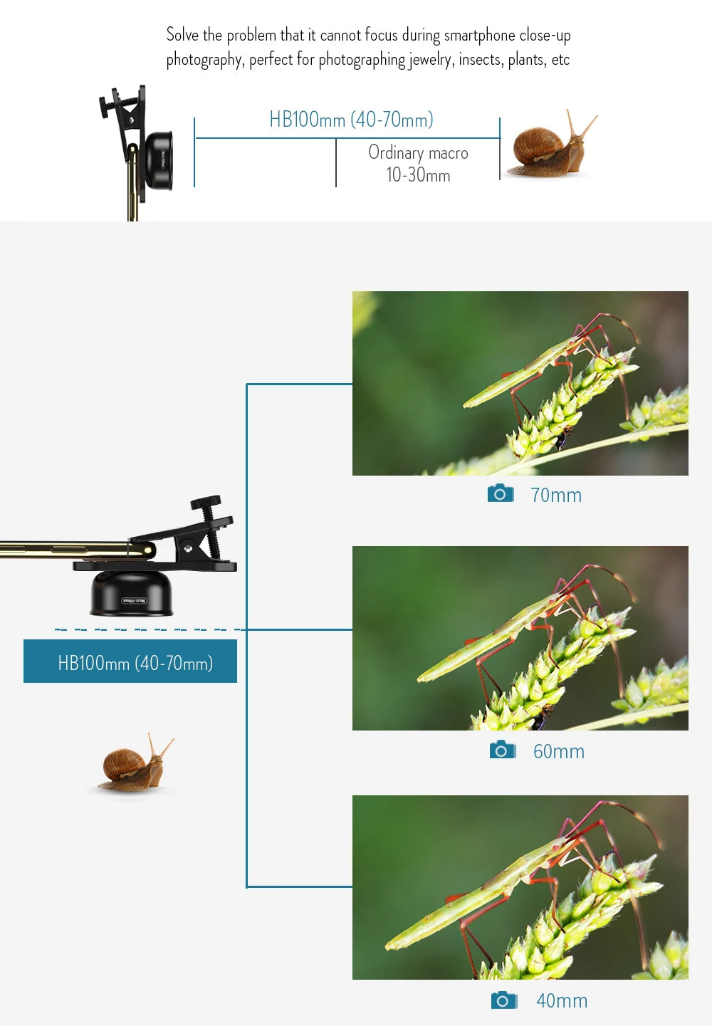 100mm Macro Smartphone Camera Lens with Universal Clip