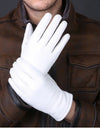Genuine Leather White Gloves Solid Wrist Buttons Female Lambskin Driving Glove