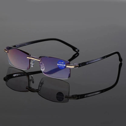 Rimless Reading Glasses Anti Blue Light Presbyopic Eyewear Square Frameless Eyeglasses Men Women Diopters +1.0 To 4.0