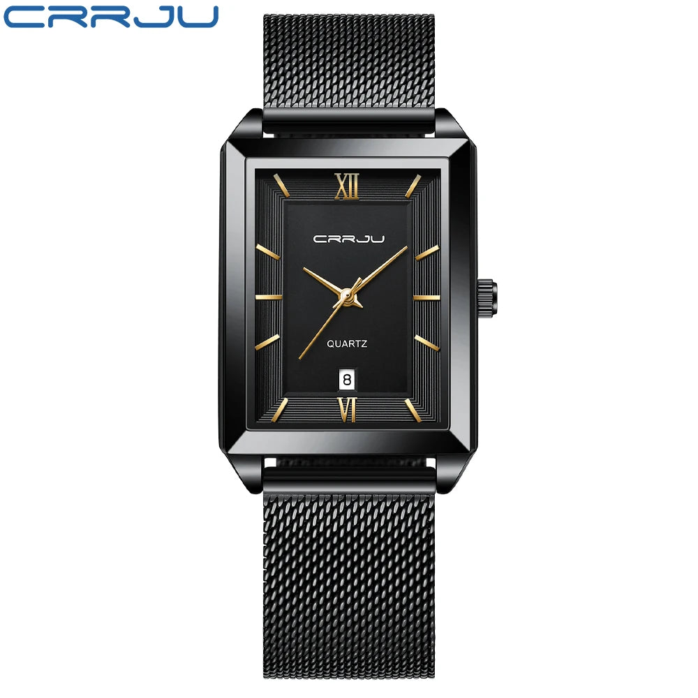 Watch Men Top Brand Luxury Square Golden Quartz Stainless Steel Waterproof Wrist Watch Relogio Masculino