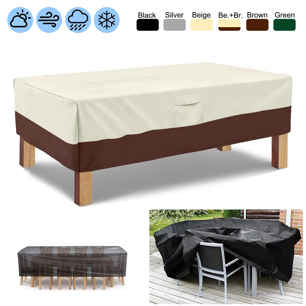 Heavy Duty Waterproof Patio Furniture Cover 420D Outdoor Dining Table Chair Rain Snow UV Protector