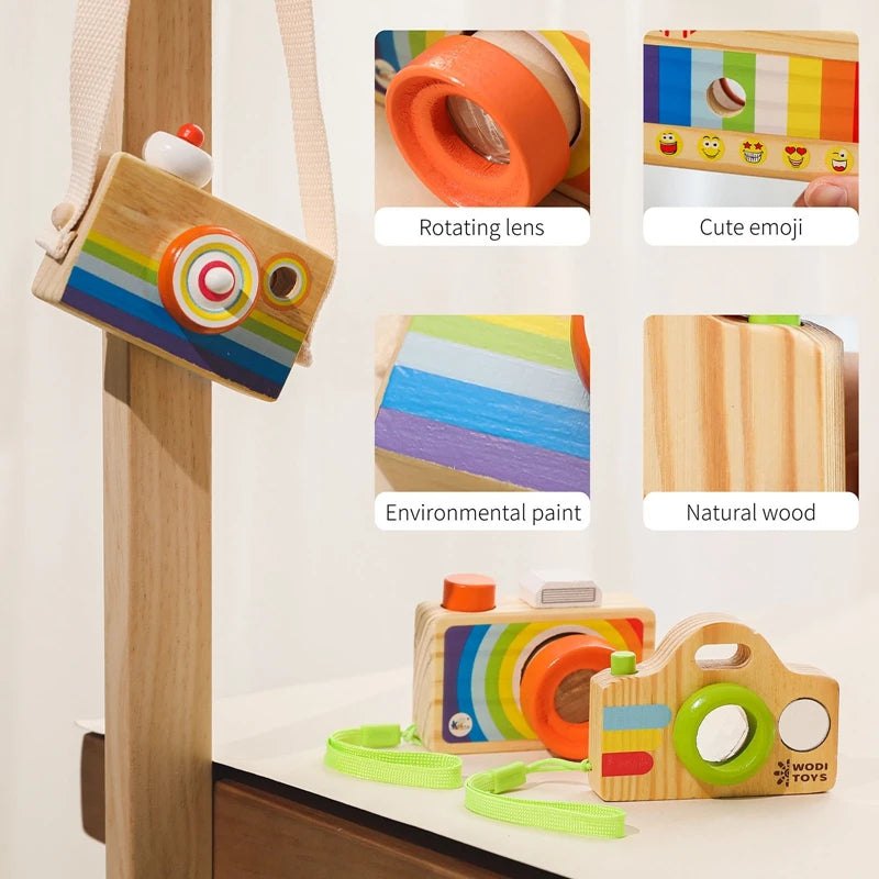 Wooden Fashion Camera Baby Toys Pendant Baby Block Montessori Toys for Children Wooden DIY Presents Nursing Gift Outdoor Toys