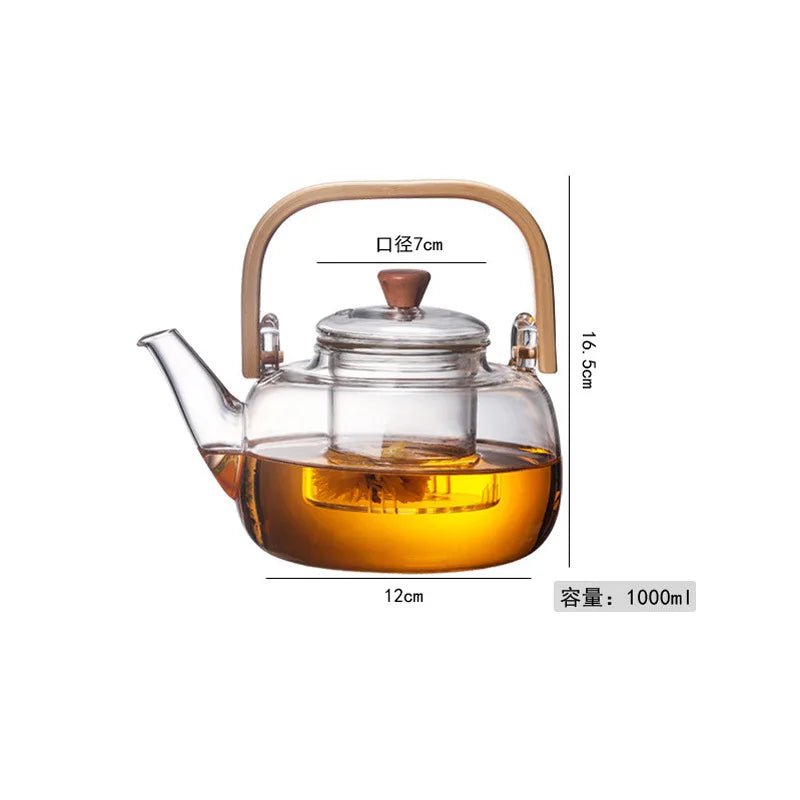 Borosilicate Glass Tea Pot with Filter Heat Resistant Thickened Japanese Style Tea Maker