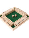 Four Sided 10 Numbers Shut The Box Board Game Wooden Flaps & Dice Set Deluxe Board Game Party Club Games