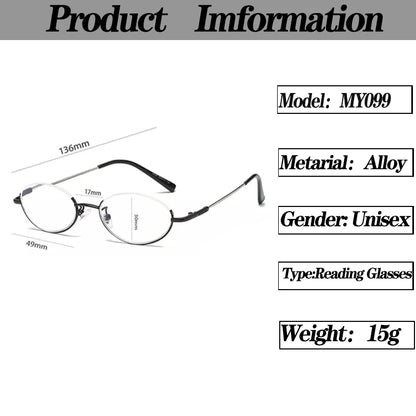 Oval Design Anti-Blue Light Reading Glasses Retro Round Presbyopic Eyewear Half Frame Hyperopia Eyeglasses Unisex+3.5