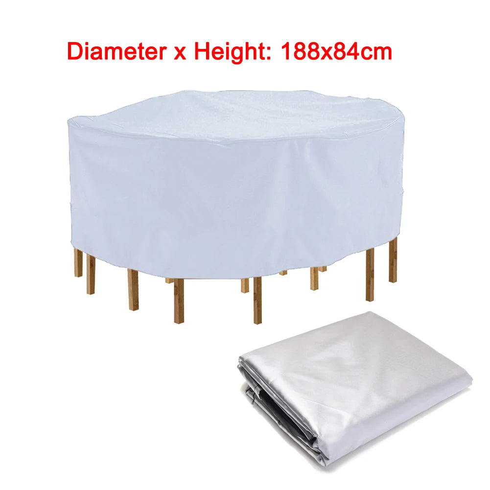 Waterproof Round Table Cover 210D Oxford Outdoor Patio Furniture Dustproof Rain Snow Protector