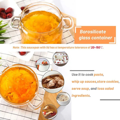 Transparent Glass Soup Pot Household Kitchen Vegetable Salad Bowl Thicken Flame Explosion-Proof Cook Saucepan Cookware