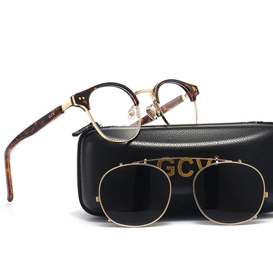 Double Layer Removable Lens Polarized UV400 Gothic Retro Steampunk Sunglasses for Men Women