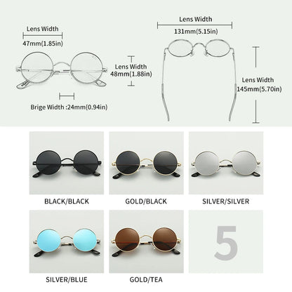 Copper Alloy Steampunk Round Polarized Sunglasses Vintage Sun Glasses Classic UV400 Metal Frame