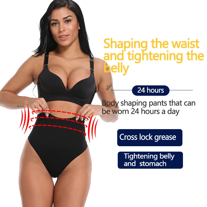 Women Thong Panty Shaper High Waist Tummy Control Panties Slimming Underwear Waist Trainer Shaping Briefs Butt Lifter Shapewear