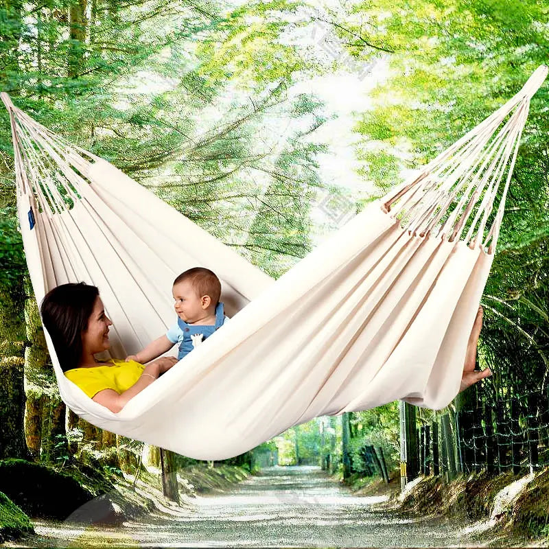 Outdoor Swing White Canvas Hammock Garden Decoration Hammock Outdoor Camping Trip