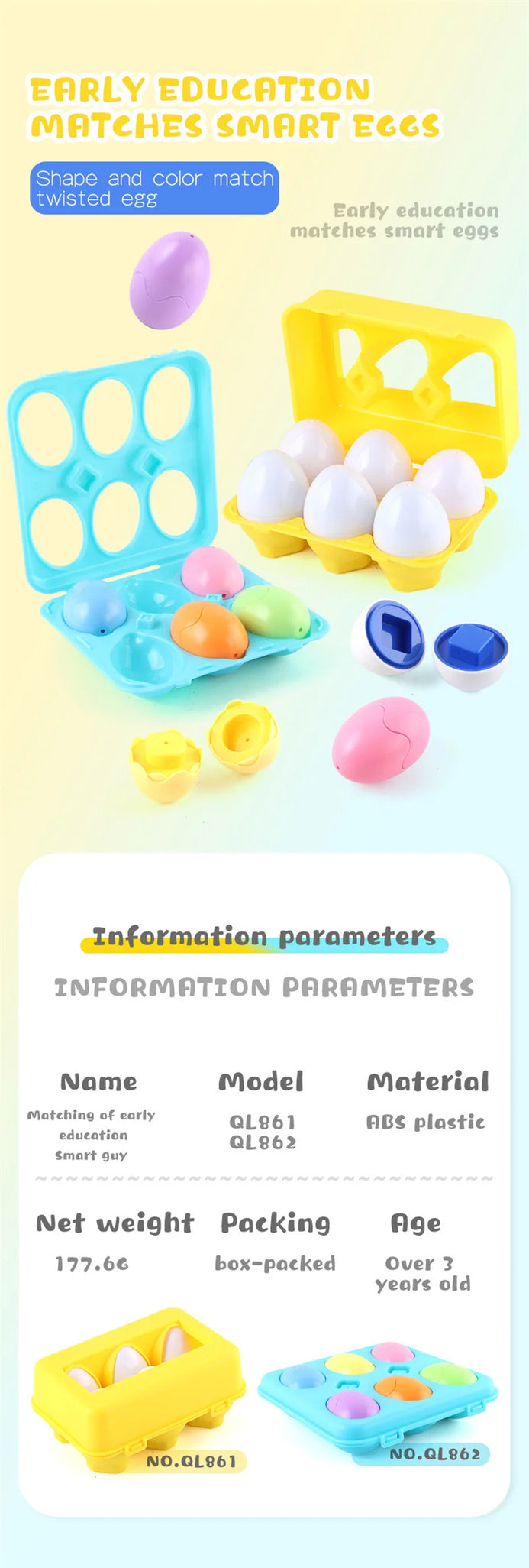 Montessori Games  toy Smart Egg Shape Match Puzzle For s   Development Toy Educational Toy For  1 2 3 4 Year