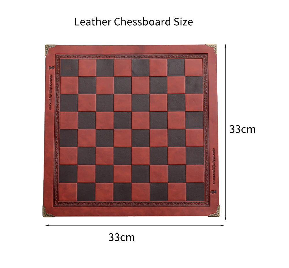 Luxury Metal Chess Set with Leather Board – Dragon Soldier Theme