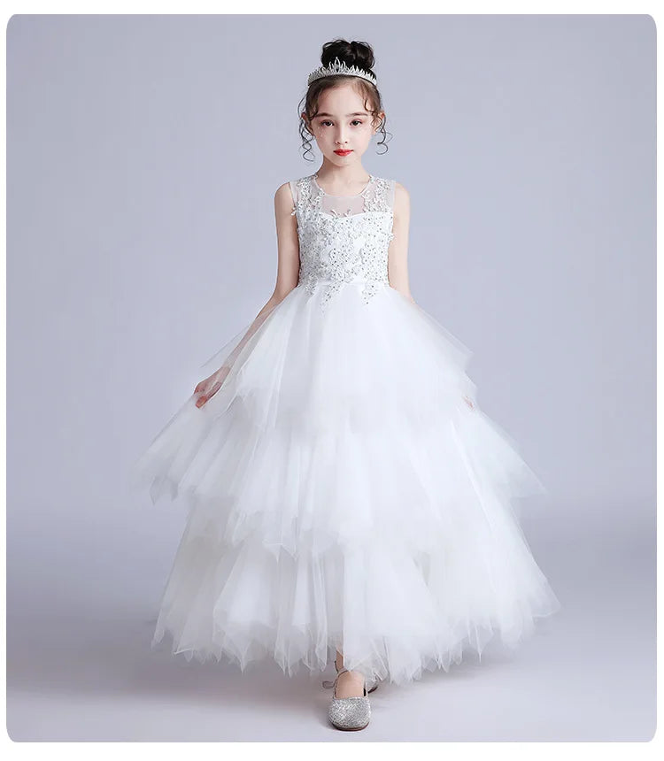 Summer New Girls Party Dresses for Evening Long Puffy Princess Dress Big Child Wedding Dress