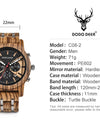 Zebra Handmade Wood Watch Quartz Classic Wristwatch Auto Date Stopwatch