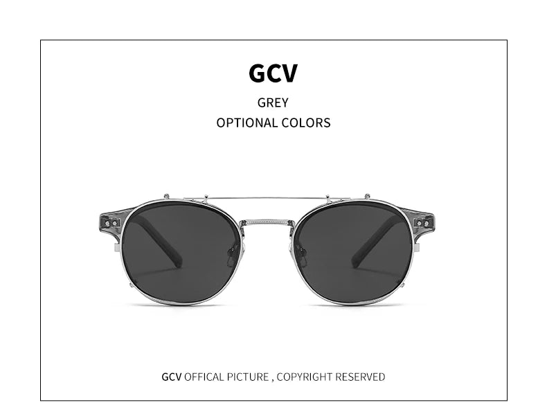 Double Layer Removable Lens Polarized UV400 Gothic Retro Steampunk Sunglasses for Men Women