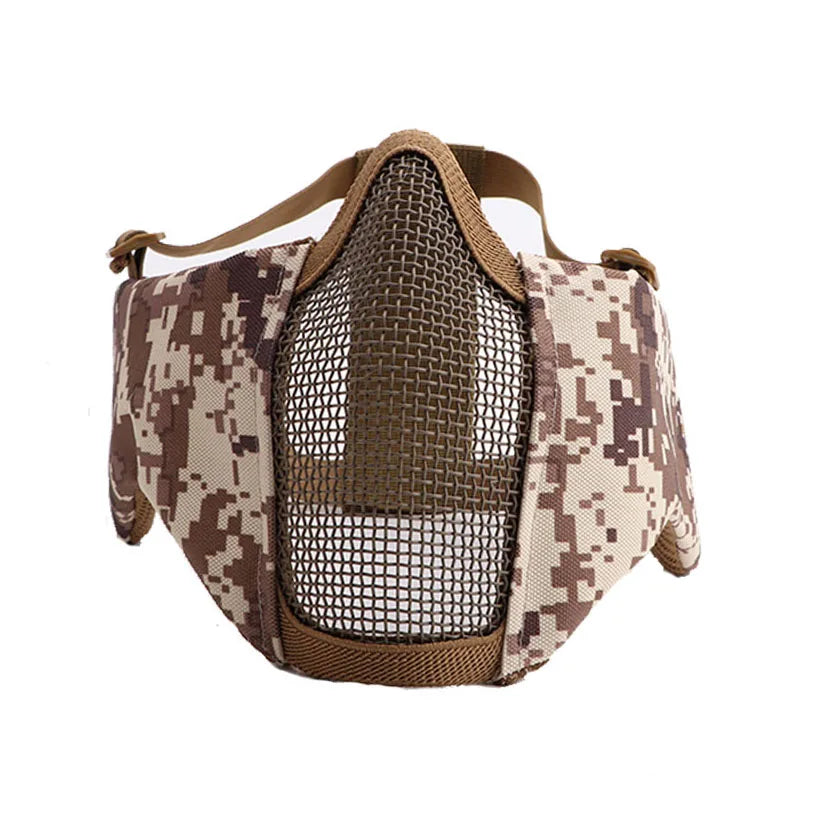 Airsoft Face Mask With Ear Mesh Face Breathable Mouth Mask Tactical Paintball Softair Protective Mask Shooting Hunting Equipment