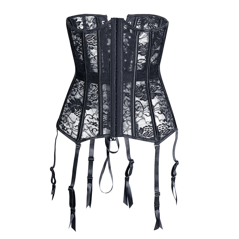 Bustiers & Corsets Mesh Steampunk Corset Waist Training Corsets Lace Up Underbust Corselet Modeling Corsages Gothic Korset