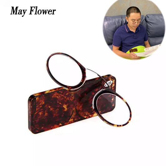Portable Nose Clip Reading Glasses with Compact Case for Men and Women