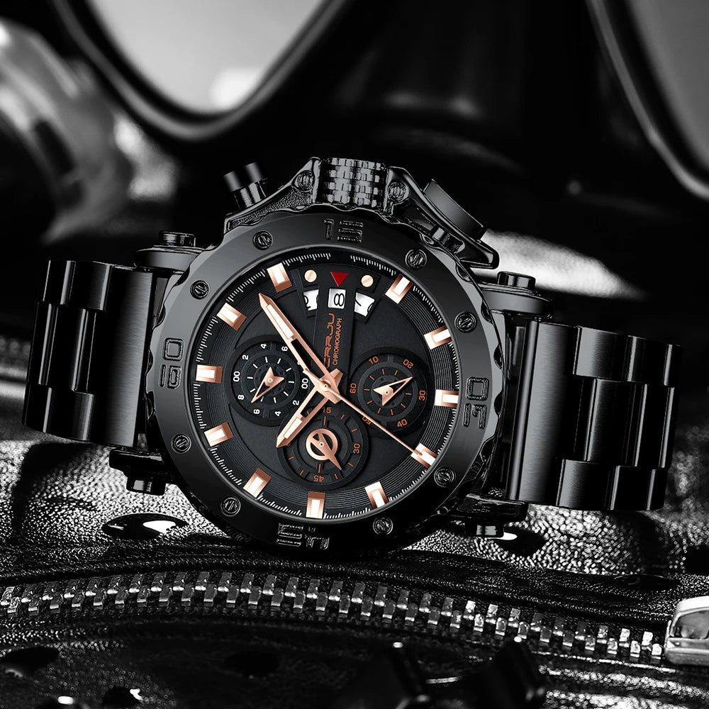 Watch for Men Top Brand Luxury Big Dial Stainless Steel Waterproof Chronograph Wristwatches with Date Relogio Masculino