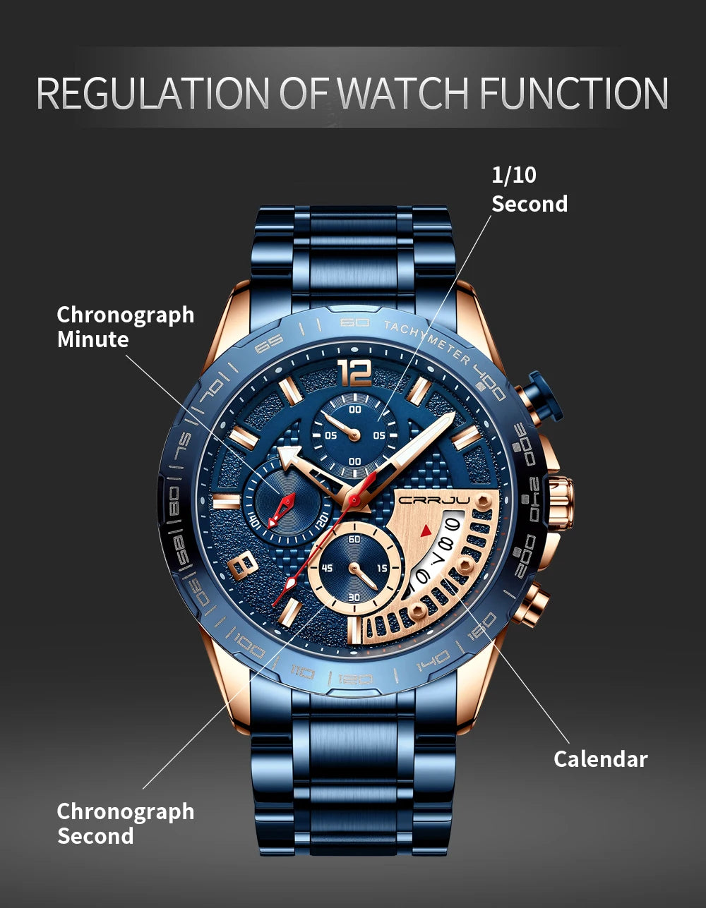 Mens Watches Fashion Stainless Steel Business Watch Luxury Luminous Waterproof Chronograph Quartz Watch Relogio Masculino