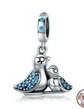 925 Sterling Silver Cute Bird Dependency Pendant Beads