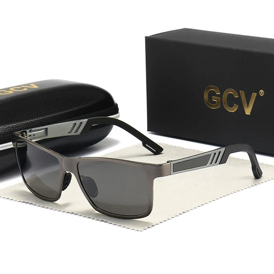 Rectangle Men Polarized Sunglasses Aluminium Magnesium UV400 Driving Eyewear Mirror Lens