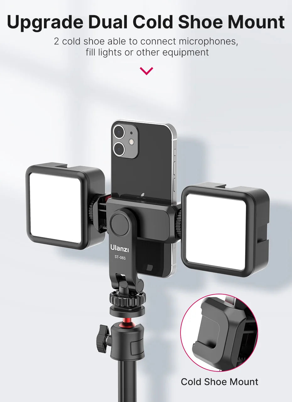 Vertical Phone Mount Holder Tripod With Cold Shoe For Mic Light Phone Clip For iPhone 12 Vlog Holder Smartphone