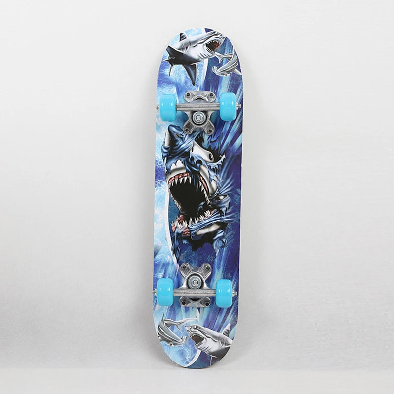 Skateboard Four Wheel Skate Board Scooter Longboard Pulley Wheel Double Rocker Maple Skateboard Alloy Roller Board